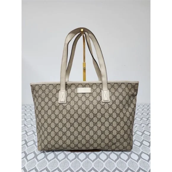 Authentic Gucci GG Supreme Tote Bag Brown/Off-White - Picture 1 of 16